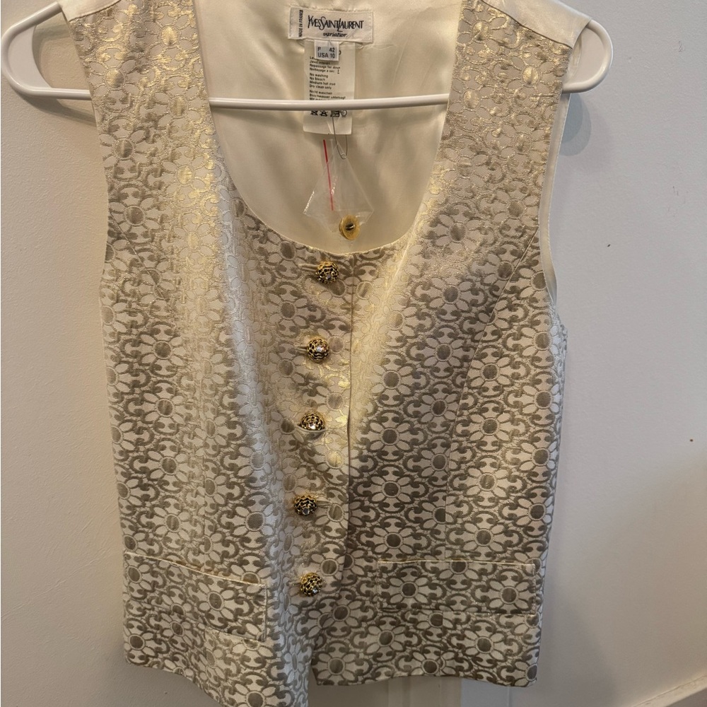 Yves Saint Laurent Gold and Cream Vintage Vest